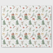 Watercolor Kerstboom & Hulst Inpakpapier (Vlak)