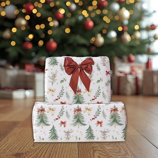 Watercolor Kerstboom & Hulst Inpakpapier