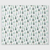 Watercolor Kerstboom Inpakpapier (Vlak)