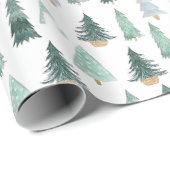 Watercolor Kerstboom Inpakpapier (Rol Hoek)