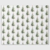 Watercolor Kerstboom Inpakpapier (Vlak)