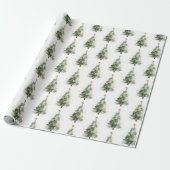 Watercolor Kerstboom Inpakpapier (Uitgerold)