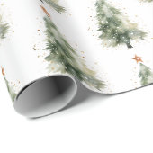 Watercolor Kerstboom Inpakpapier (Rol Hoek)