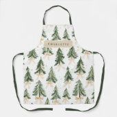 Watercolor Kerstboom Inpakpapier Schort (Voorkant)