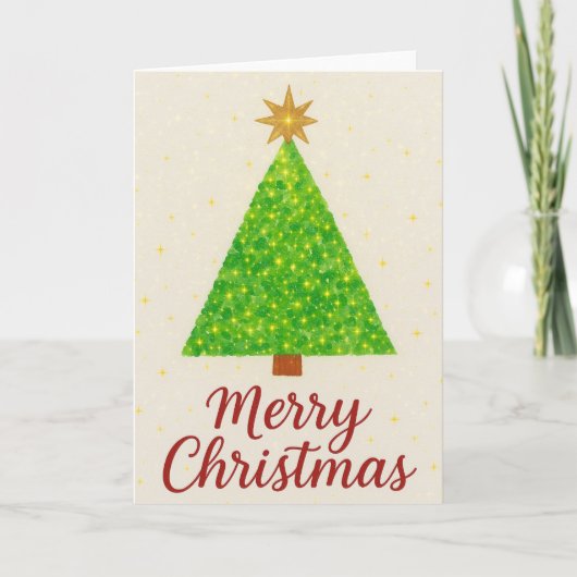 Watercolor Kerstboom Kaart (Voorkant)