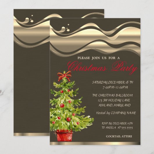 Watercolor Kerstboom, Kerstfeest Kaart (Voorkant / Achterkant)