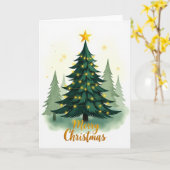 Watercolor Kerstboom Kerstgroetkaart Kaart (Gele Bloem)