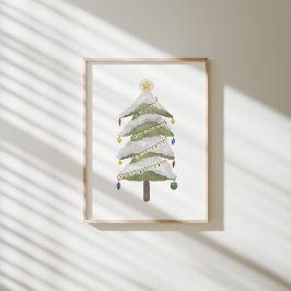 Watercolor kerstboom kinderkamer wanddecoratie poster