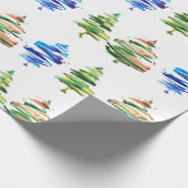 Watercolor Kerstboom Kleurrijke Abstracte Kunst Cadeaupapier (Hoek)