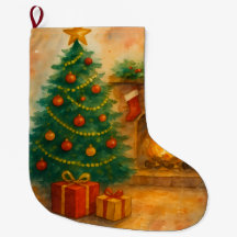 Watercolor Kerstboom & Koele Haard Wonen Kerstfees