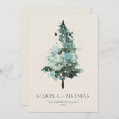 Watercolor Kerstboom met Glitters Feestdagenkaart (Voorkant / Achterkant)