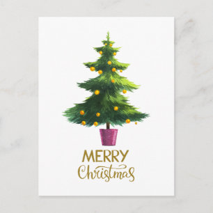 Watercolor Kerstboom met Ornamenten Briefkaart