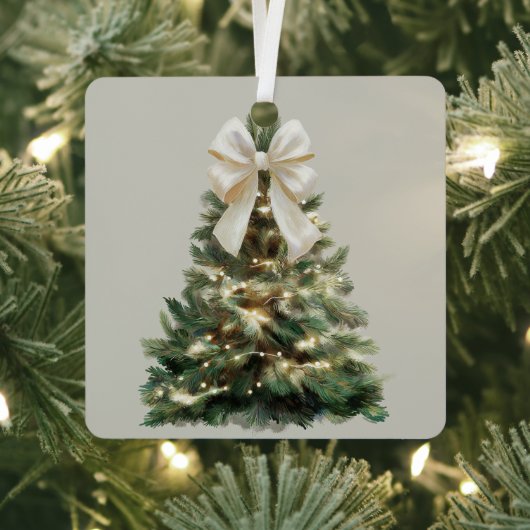 Watercolor Kerstboom met Witte Strik Ornament (Insitu)