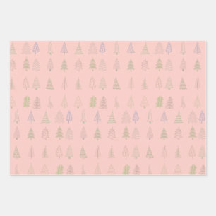 Watercolor Kerstboom Patroon Prettig Kerstfeest Inpakpapier Vel