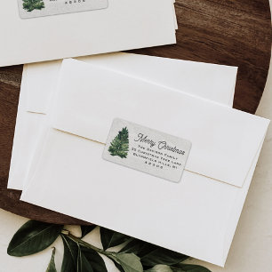 Watercolor Kerstboom Retouradres Etiket