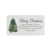 Watercolor Kerstboom Retouradres Etiket (Voorkant)
