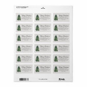 Watercolor Kerstboom Retouradres Etiket (Full Sheet)