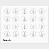 Watercolor kerstboom retouradres ronde sticker (Vel)