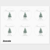 Watercolor kerstboom ronde sticker (Vel)