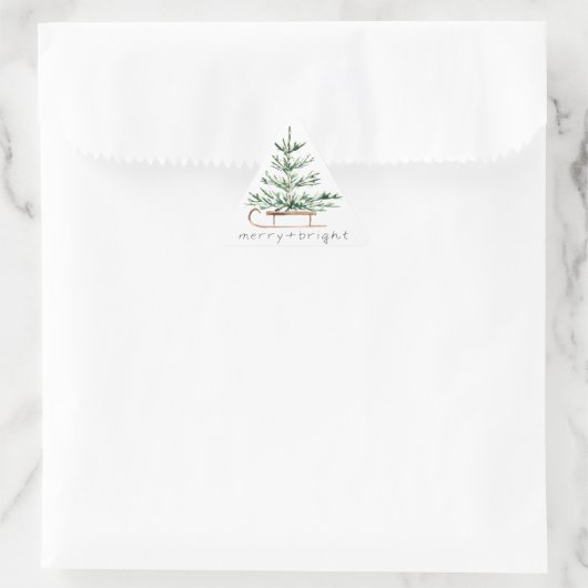 Watercolor Kerstboom Slee. Sticker (Tas)