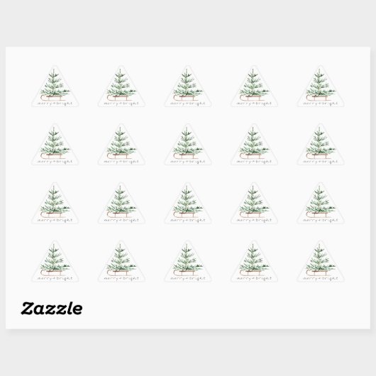 Watercolor Kerstboom Slee. Sticker (Vel)