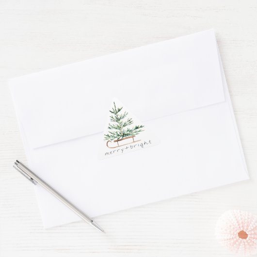 Watercolor Kerstboom Slee. Sticker (Envelop)