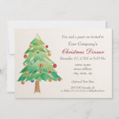 Watercolor Kerstboom Vakantiefeest Uitnodiging (Voorkant)