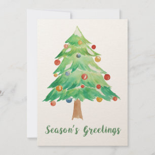 Watercolor Kerstboom vakantiekaart Feestdagenkaart