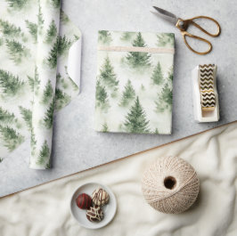 Watercolor Kerstboom Vakantiepatroon Cadeaupapier
