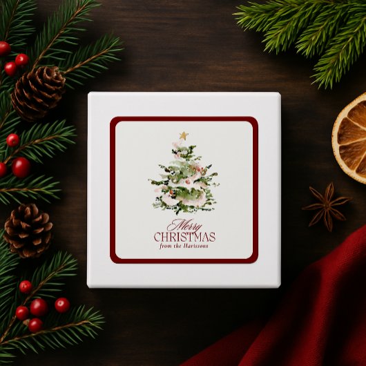 Watercolor Kerstboom Vakantiet sticker
