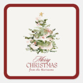 Watercolor Kerstboom Vakantiet sticker (Voorkant)