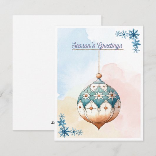 Watercolor kerstboom versiering seizoen groeten feestdagenkaart (Voorkant / Achterkant)