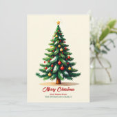 Watercolor Kerstboom Wenskaart Kaart (Staand voorkant)