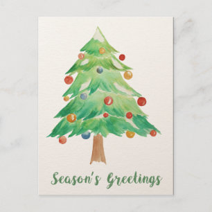 Watercolor Kerstboom Zakelijke Kerstkaart Feestdagenkaart