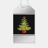 Watercolor Kerstboom, Zwart, Zilver Cadeaulabel (Achterkant)