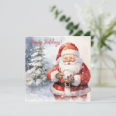 Watercolor Kerstelijke Kerstman Feestdagenkaart (Staand voorkant)