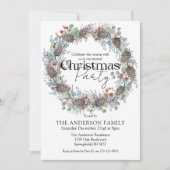 Watercolor Kerstfeest Botanische Krans Kaart (Voorkant)