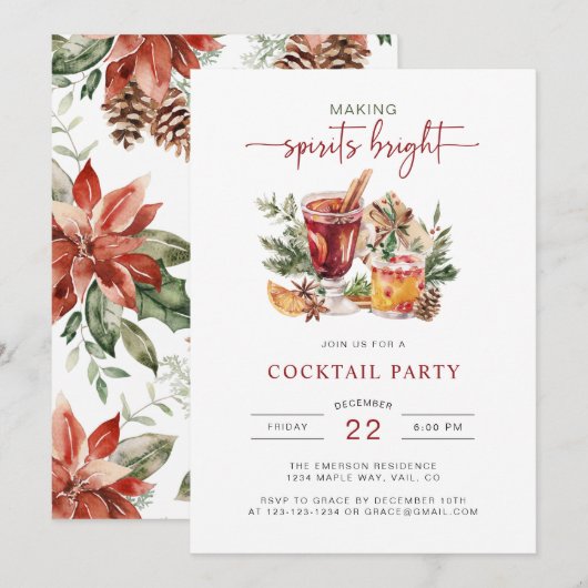 Watercolor Kerstfeest Kaart (Voorkant / Achterkant)
