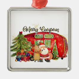 WATERCOLOR KERSTFEEST OP DE KAMPEERPLAATS METALEN ORNAMENT