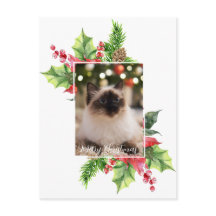 Watercolor Kerstgroen met poinsettia Post