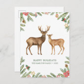 Watercolor Kerstherten Feestdagenkaart (Voorkant / Achterkant)
