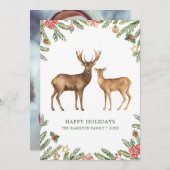 Watercolor Kerstherten Feestdagenkaart (Voorkant / Achterkant)