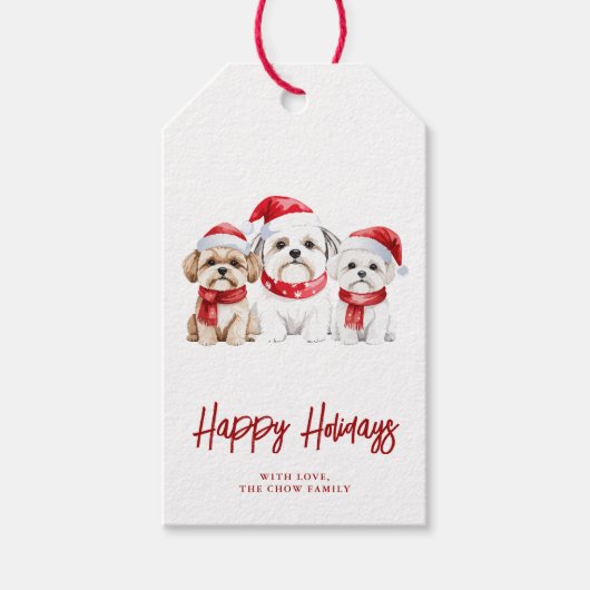 Watercolor Kersthonden Cadeaulabel (Voorkant)