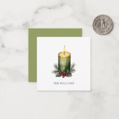 Watercolor Kerstkaars Festivistische Illustratie  Notitiekaartje (Voorkant / Achterkant in situ)