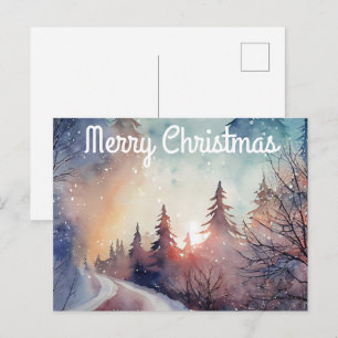 Watercolor Kerstkaart Briefkaart