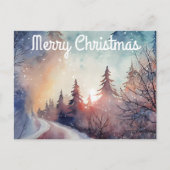 Watercolor Kerstkaart Briefkaart (Voorkant)