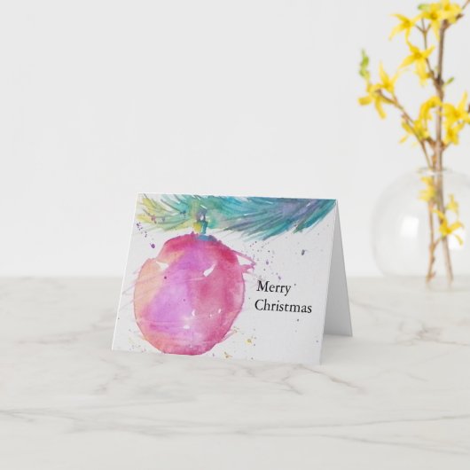 Watercolor Kerstkaart Kaart (Gele Bloem)