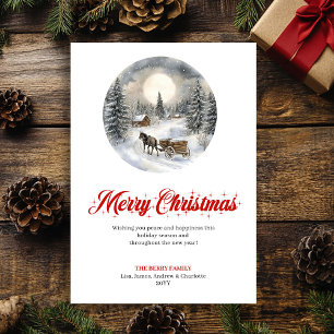 Watercolor Kerstkaart met Gezellige Feestscène