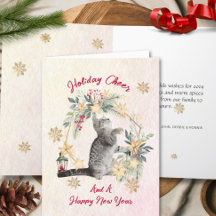 Watercolor Kerstkaart met Kat – Cozy Krans Ontwerp