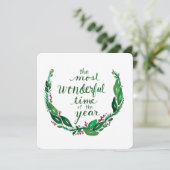 Watercolor Kerstkaart - Vierkant (Staand voorkant)